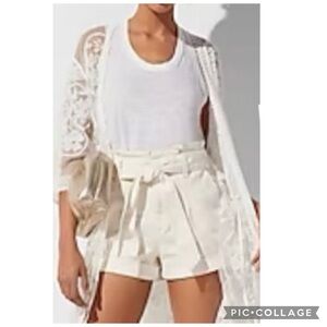 EXPRESS EXTREME HIGH RISE SHORTIE STRETCH MID WEIGHT SHORTS IVORY